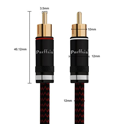 Preffair 2PCS/1 Pair Single Male to Male RCA Cable Interconnect Wires HiFi Stereo RCA Cables 4 Strands Pure Copper Shielded Audio Lines (6.6FT/2M, Gold Plated) - color: red-black, size: 6.6FT/2M