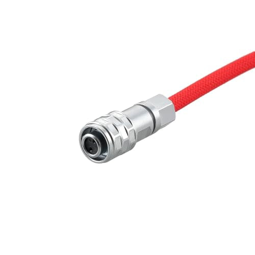 Alvin's Cables D-Tap to BMPCC 6K 4K Coiled Power Cable, Straight Weipu 2-Pin Female to D-Tap Male, Braided Ultra Flexible Coiled Cable for Blackmagic Pocket Cinema Camera 4K/6K/6K Pro, V-Mount, Red - color: Coiled Braided Red