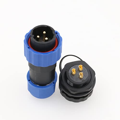 SZRMCC SD20 Waterproof Connectors 3 Pin 25A Panel Mount Circular Aviation Cable Connector Industrial Male Plug Female Socket LED Outdoor Wire Connector - color: Panel mount, size: 3 Pin