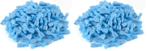 500 Pcs XHF Blue Nylon Female Spade Connectors 16-14 AWG Quick Disconnect Wire Terminals Insulated Wire Crimp Connectors (Pack of 2) - size: Female Blue 500PCS (Pack of 2)
