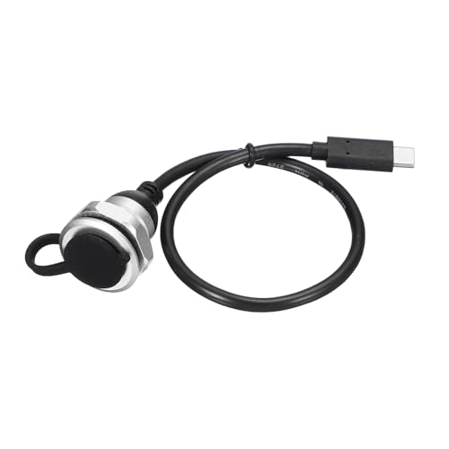 MECCANIXITY Round USB C 2.0 Panel Mount Extension Cable, 480Mbps Type-C Male to C Female Panel Mount Connector Cord for PC Phone Charging Data Transfer Home Car Accessories, 0.3m/1ft - size: 1ft