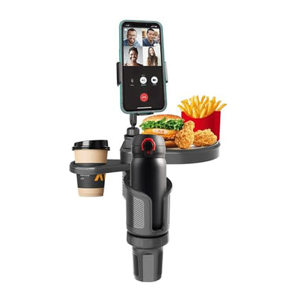 4-in-1 Upgrade Car Cup Holder Tray- Expandable Car Food Table Tray | Multifunctional Detachable Car Tray with Phone Holder | Adjustable Cup Holder for Car Road Trip Essentials
