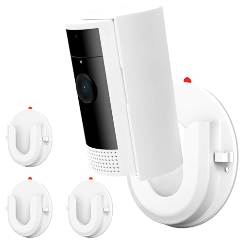 3 Pack Adhesive Wall Mount Bracket for Ring Indoor Cam,Strong VHB Stick On,No Drilling Camera Mount for Ring,Two Ways Installation with Tape and Screws - color: 3 Pack White