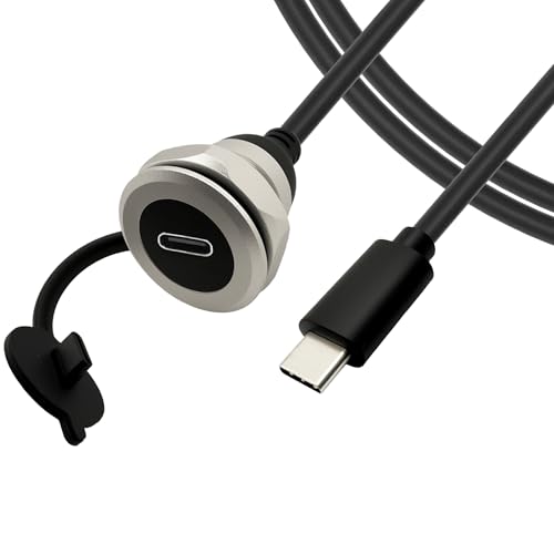 USB C 3.0 Panel Mount Extension Cable USB3.0 Type-C Male to Female Threaded Fixed Mount Cable Embedded Waterproof Round Converter, 5V/2A 5Gbps Charging (1M/3.3Ft) - style: 1M/3.3Ft