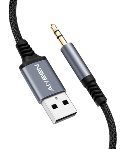 USB to 3.5mm Audio Cable, 1m/3.28ft Nylon Braided USB Male to 3.5mm Male Aux Cord with Hi-Fi DAC Chip, Noise-Free, Plug & Play for Headsets, Speakers, Car AUX – 2-Year Warranty - style: USBm-3.5m-AAC-1M