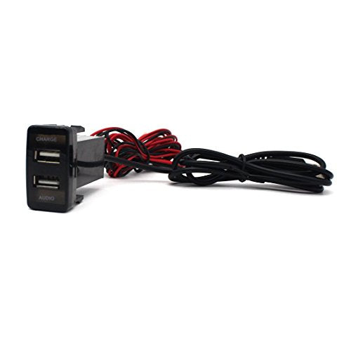 USB Car Charger with Audio Port for Toyota VIGO, 2.1A 2-Port Adapter for HTC, Samsung, Huawei, etc.