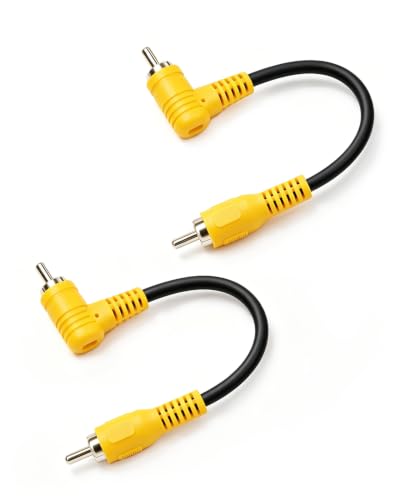 GELRHONR 90 Degree RCA Male to Male Extension Video Cable,0.49FT - color: RCA M to Grad RCA M,0.15M