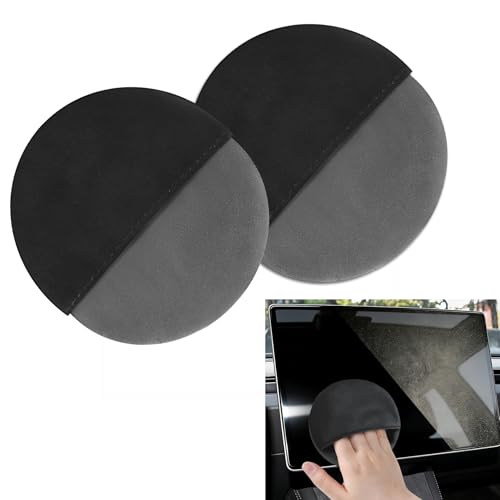 Lxsloet Car Screen Cleaner, Foldable Touch Screen Cleaner Cloth, Microfiber Cleaning Pad Car Cleaning Wipes, Auto Accessories Touchscreen Cleaner Cloths for Vehicles (Round/Black Grey, 2PCS) - color: Round/Black Grey, size: 2PCS
