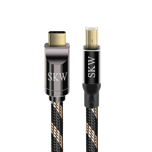 SKW Audiophile USB C to USB B DAC/Decoder Cable 3.2ft/1m Double Shielded - size: 3.2 ft