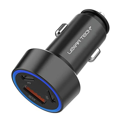 USB C Car Charger Fast Charging - LEXAA TECH 58W USB Car Charger Adapter Dual Port PD&QC 3.0 Compatible with iPhone 16 15 14 13 12 Pro Max X XR XS Samsung Galaxy Note 20/10 S24/S23/22/21 Google