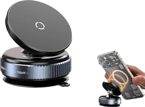 Aura Avenue Magnetic Vacuum Suction Mobile Phone Holder for Car & Desk | Super Strong Suction | 360° Rotation | Universal Dashboard, Glass & Desktop Mount