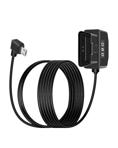 OBD2 to Micro USB Power Cable for Dash Camera, Right Angle Micro USB Adapter Hardwire Charger Cable with Switch Button 24 Hours Surveillance and Acc 2 Mode 12-24 V to 5V/3A 11.5FT(RMicroR) - style: 90 Degree Micro