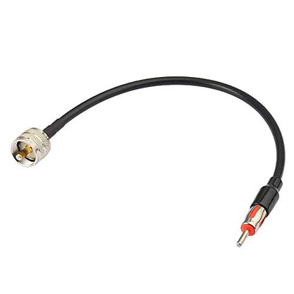 Eightwood PL259 UHF Male to DIN AM/FM Plug Adapter RG58 Coax Cable 12in
