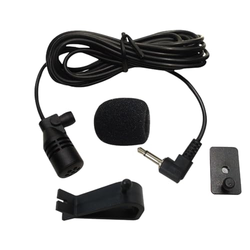 2024 Upgrade Car Microphone Stereo 3.5mm Jack Assembly Mic Car Radio Microphone for Kenwood Power Acoustik JVC Sony Jensen Alpine Car Vehicle Head Unit Bluetooth Enabled Audio GPS DVD
