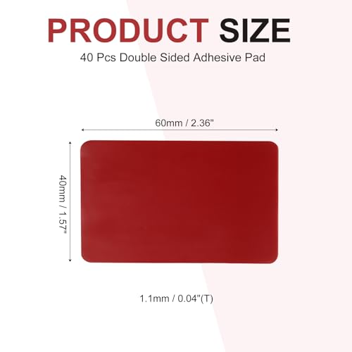 40 Pcs Double Sided Adhesive Pads, 1.57" x 2.36" Dash Cam Sticky Pads Self-Adhesive Square Mounting Foam Tape Waterproof & Heat Resistant for Car Walls Picture Home Decor, Red - size: 1.57" x 2.36"