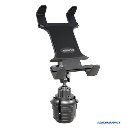 ARKON Mounts Car Cup Holder Tablet Mount | 360-degree Swivel Holder | All-Weather Composite Construction | Adjustable Grip for Customized Fit | Compatible with Tablet Size 7 to 18.4 inches