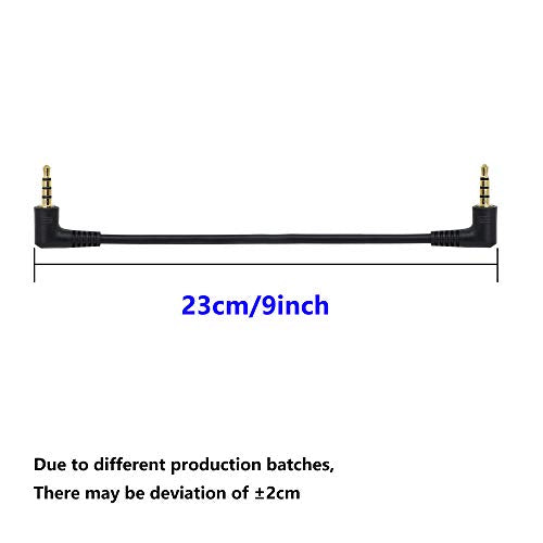 SinLoon 3.5mm TRRS Cable, (2-Pack) Gold Plated 90 Degree Right & Left Angled 3.5mm Stereo 4-Pole Male to Male Auxiliary Audio Cable for Smartphones,Tablets,Players Microphone(4-P,9inch)
