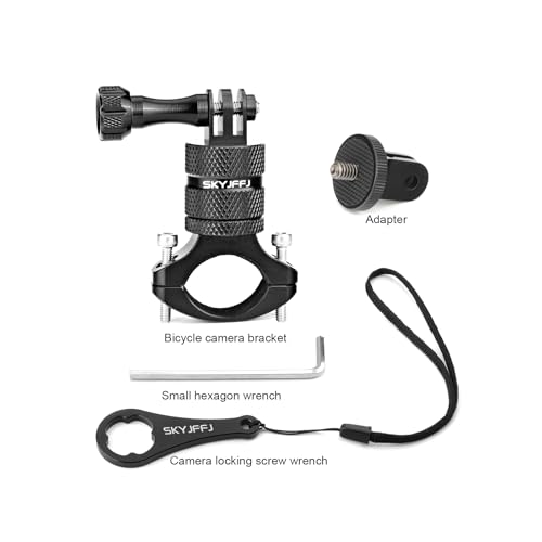 360 Degree Rotation Aluminum Motorcycle Bicycle Rack Mount Holder,Intended for GoPro Hero 13/12/11/10/9/8/Max,DJI Osmo Action 5Pro/4/3,Insta 360 Ace Pro 2/Pro/Ace - color: Black