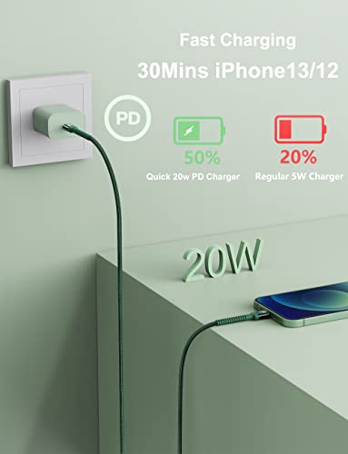 USB C to Lightning Cable 6FT 2Pack USB-C Fast Charger Cable Mfi Certified - color: Green, size: 6FT, style: USB C to Lightning