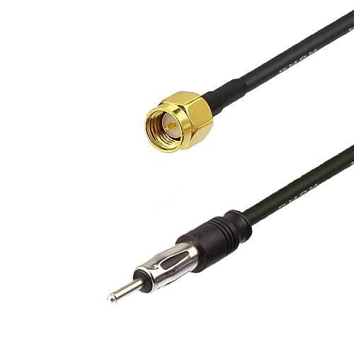 SMA Male to DIN Plug AM/FM Male Adapter RG174 Coax Cable 20 inches Pigtail Jumper Antenna Extention - color: SMA Male to AM/FM male