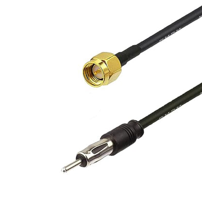 SMA Male to DIN Plug AM/FM Male Adapter RG174 Coax Cable 20 inches Pigtail Jumper Antenna Extention - color: SMA Male to AM/FM male