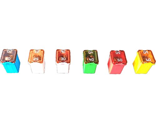 Truck Upfitters 30pcs Automotive Fuses Assortment Kit | Low Profile Auto Fuses for Pickup Trucks, Cars, SUVs | J Case Box Shaped Car Fuse Kit | 20A, 25A, 30A, 40A, 50A, 60 Amp Fuse (5 Each)