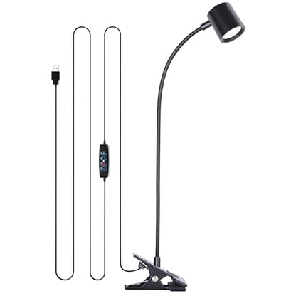 Desk Lamp USB Clip On Light,Book Lights for Reading at Night Clamp Light - color: Matte Black