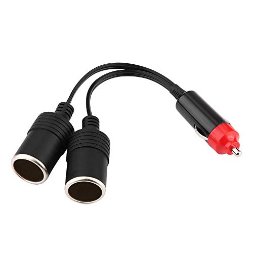Aramox Car Cigarette Lighter Socket Splitter, 2-Way Power Adapter, 12-24V DC, 80W, ABS Plastic, Black