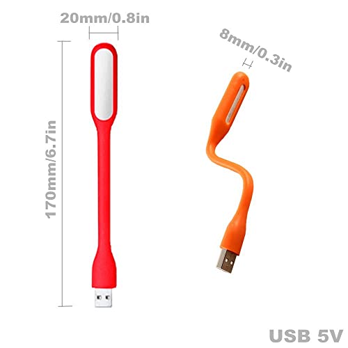 Flexible Mini USB LED Lamp Light Portable Night Light Compatible for Power Bank, Laptop, Notebook, Reading, Computer Keyboard USB Reading Light (8pcs, Orange)