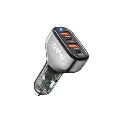 SONRU 4-Port USB C Car Charger, 120W 2*【PD60W+QC30W】 Cigarette Lighter USB Car Charger Adapter, Fast Car Phone Charger for iPhone 17/17 Pro Max/16/15/14 Series, Galaxy S24/23,iPad, Galaxy, Tablet