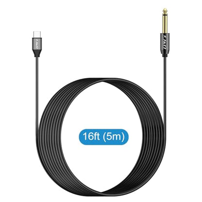 J&D USB-C to 6.35mm 1/4 inch TS Audio Cable, Gold Plated USB Type C to 1/4" Male Mono Interconnect Aux Adapter Cable Compatible with iPhone 16/17 Series, 16 Feet - size: 16 Feet