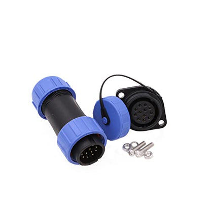 SP21 12pin Screw Panel Mount Industrial Connector Waterproof Aviation 5A 400V Plastic Male Cable Plug Female Socket Durable Plastic Blue Shell Quick Connection for Solar Power Station - style: 12pin