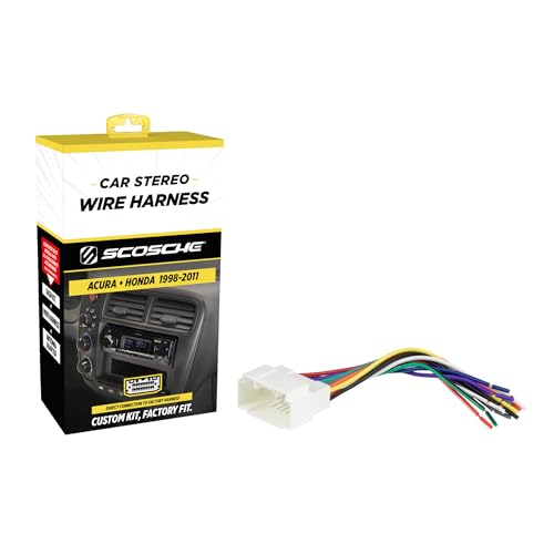 Scosche HA08B Aftermarket Radio Wiring Harness for Select 1998-11 Acura and Honda - Aftermarket Radio Wire Harness for Car Stereo - Check Vehicle List Below for Your Model - style: Wire Harness Only