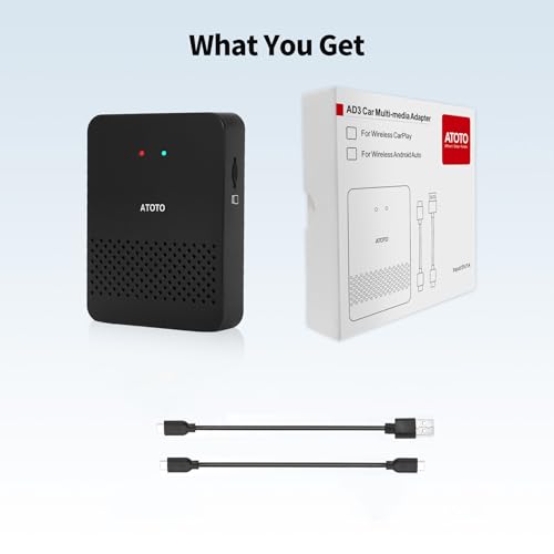 ATOTO AD3AA-BK Wireless Android Auto Adapter, Convert Wired to Wireless for Factory Wired Android Auto or Aftermarket Head Unit, Compatible with Toyota/Nissan/Honda/Ford/Audi/Benz, Online Update