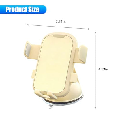 Zpana Car Phone Holder, 360° Adjustable Suction Cup Hands-Free Vehicle Windshield Dashboard Cell Phone Mount, Automotive Interior Smartphone Stand, Universal for SUV RV Truck (Beige) - color: Beige