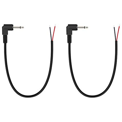 Fancasee 2-Pack 3.5mm 1/8" to Speaker Wire TS Mono Right Angle Male Plug to Bare Wire Pigtail 3.5mm Jack Connector Adapter Repair Audio Cable for Speaker, Trigger Cable
