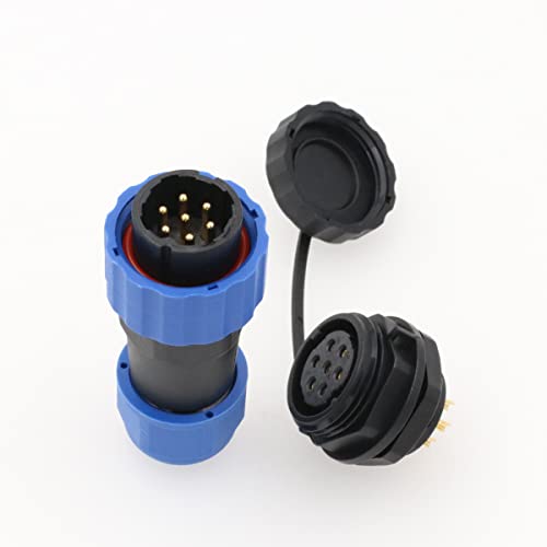 SZRMCC SD20 Waterproof Connectors 7 Pin 10A Panel Mount Circular Aviation Cable Connector Industrial Male Plug Female Socket LED Outdoor Wire Connector - color: Panel mount, size: 7 Pin