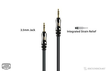 Scosche I335 Hookup 3.5mm Auxiliary Audio Cable 3-foot in Black - size: 3 ft, style: AUX to AUX - Round Cable
