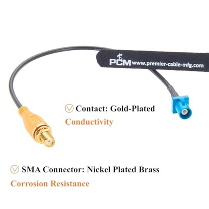 FAKRA Z Male to SMA Female RF Coaxial Cable Bulkhead Panel Mount 50 Ohm RG174 Automotive Car GPS Antenna Extension Cable for Vehicle GNSS Navigation, ADAS, 4G LTE Telematics, WiFi(25cm/0.82FT)