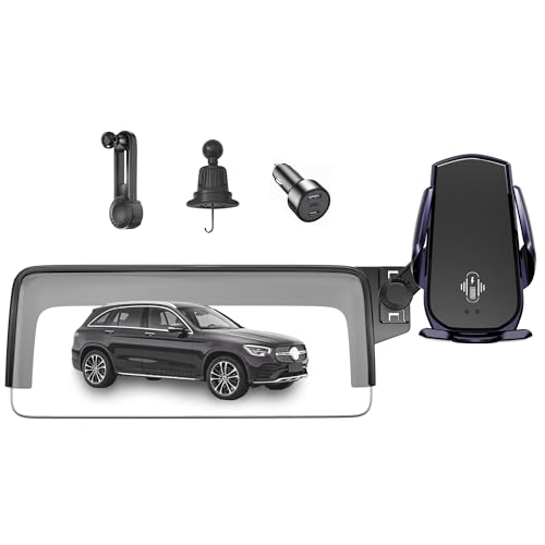 Car Phone Mount for 2023-2026 Mercedes Benz GLC / 2022-2026 C-Class, Smart Auto-Clamping on 12.3" Instrument Cluster Screen, 15W Wireless Fast Charging, 360° Adjustable, Without Blocking Airflow - size: for Mercedes Benz GLC | 2023-2026