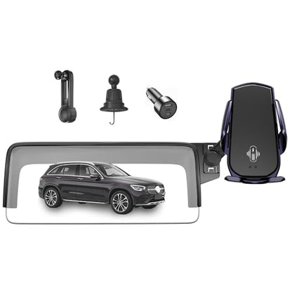 Car Phone Mount for 2023-2026 Mercedes Benz GLC / 2022-2026 C-Class, Smart Auto-Clamping on 12.3" Instrument Cluster Screen, 15W Wireless Fast Charging, 360° Adjustable, Without Blocking Airflow - size: for Mercedes Benz GLC | 2023-2026