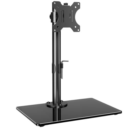 MOUNT PRO Single Monitor Stand Fits Max 32 inch Screen, Free-Standing Computer Desk Stand, Display Mount with Height Adjustable, Swivel, Tilt, Rotation, VESA Monitor Stand 100x100 - color: Black