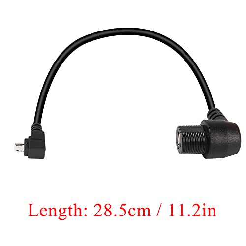 QIANRENON 90° Micro USB Panel Flush Mount Waterproof Extension Cable Micro USB 5 Pin Right Angle Male to Female Connector for Fixied on Dashboard of Car,Boat,Motorcycle,28cm/11in (Down Bend) - style: Down Bend