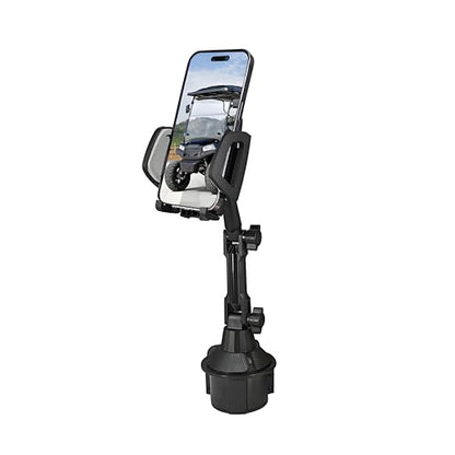 Upgraded Version Golf cart Cup Phone Holder, Universal Adjustable Long Neck Golf Car Phone Mount Cradle Friendly Compatible with iPhone Google and All 4.0-7.0 inches Smartphones, black