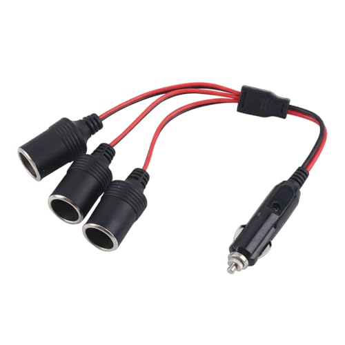 Craedli 1 to 3 Car Cigarette Lighter Splitter Adapter, 12V/24V 3-Way Splitter Automotive Power Charger Port Socket with On Off Switch, Cigarette Lighter Extension Cord with 15A Fuse (1to3) - size: 1to3