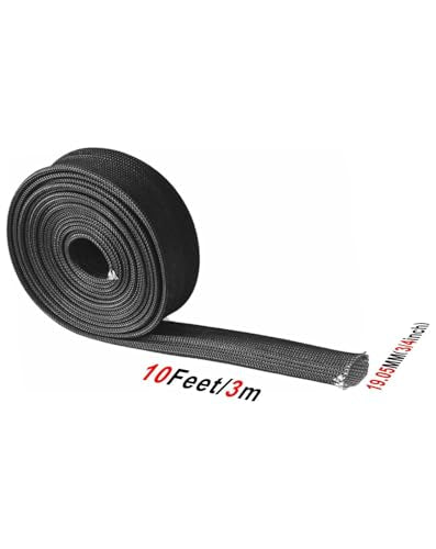 Fuel Line Heat Shield Wire Heat Shield Heat Shield Sleeve Auto Hose Spark Plug Wire Heat Shield Diesel Heater Exhaust Sleeve 2500 Degree for Car&Auto Wire Loom Brake Cable (3/4" IDX10',Black) - color: Black, size: 3/4" ID X 10'