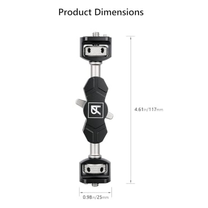 ARTCISE Magic Arm Mount, Double 1/4" 20 Screw Camera Extension Bracket with Anti-Twist Pin, 360° Adjustable Aluminum Articulating Arm, Max 13.2LB Load for DSLR, LED Light, Flash, Action Camera & Cage
