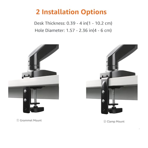 Amazon Basics Gas Spring Dual Monitor Arm Desk Mount, Adjustable Tension, Fits 15–27 Inch Monitors, Supports 4.4–15.4 lbs Each Arm, VESA 75x75/100x100, Black - size: Dual, style: GasSpringMonitor