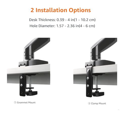 Amazon Basics Gas Spring Dual Monitor Arm Desk Mount, Adjustable Tension, Fits 15–27 Inch Monitors, Supports 4.4–15.4 lbs Each Arm, VESA 75x75/100x100, Black - size: Dual, style: GasSpringMonitor
