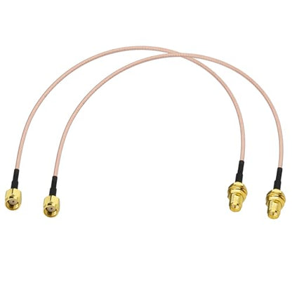 Yuslao RP-SMA Male to RP-SMA Female Bulkhead Mount RG316 Antenna Extension Cable 12inch 30cm Compatible with WiFi Router USB Adapter Security IP Security Camera PCIE Network Card Modem (2-Pack) - size: 12 inch / 30cm (2-Pack)